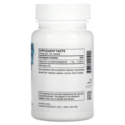 Thorne, Vitamin B12 als Methylcocobalamin, 60 Kapseln