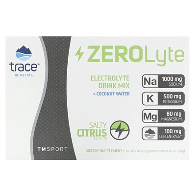 Trace, TM Sport, Zerolyte, Electrolite Drink Mix, Salty Citrus, 30 pakietów, 0,27 uncji (7,7 g)