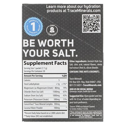 Trace, TM Sport, Zerolyte, Electrolite Drink Mix, Salty Citrus, 30 pakietów, 0,27 uncji (7,7 g)