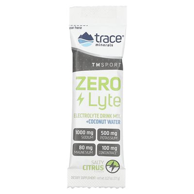 Trace, TM Sport, Zerolyte, Electrolite Drink Mix, Salty Citrus, 30 pakietów, 0,27 uncji (7,7 g)