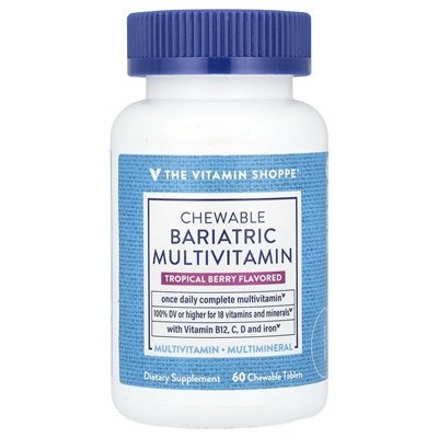 Witaminy Shoppe, multiwitamina bariatryczna żucia, jagoda tropikalna, 60 tabletek do żucia