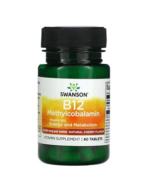 Swanson, B12, Metylokobalamina, Wiśnia, 60 tabletek Swanson, B12, Metylokobalamina, Wiśnia, 60 tabletek