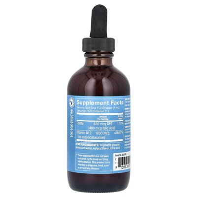 Witaminy Shoppe, witamina B12 z kwasem foliowym, maliną, 4 fl oz (118 ml)