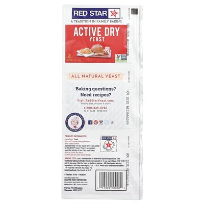 Red Star Active Dry Yeast, 3 Strips, 0.25 oz (7 g) each