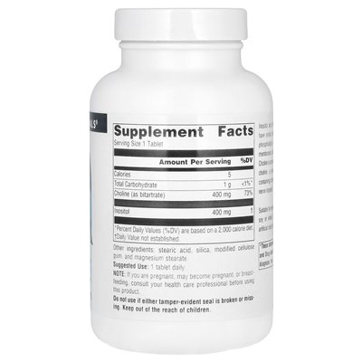 Source Naturals, Inositol und Cholin, 800 mg, 100 Tabletten