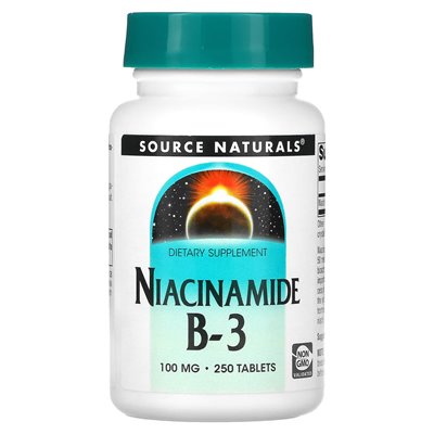 Źródło Naturals, niacynamid B-3, 100 mg, 250 tabletek