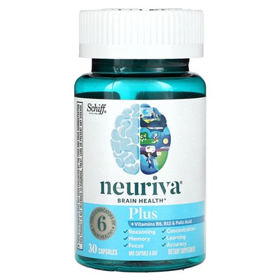 Schiff, Neuriva Brain Health, plus Vitamine B6, B12 und Folsäure, 30 Kapseln