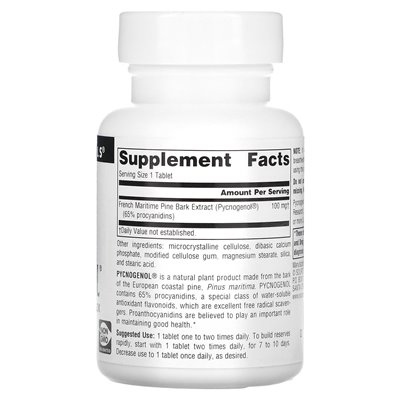 Źródło Naturals, Pycnogenol, 100 mg, 60 tabletek Źródło Naturals, Pycnogenol, 100 mg, 60 tabletek