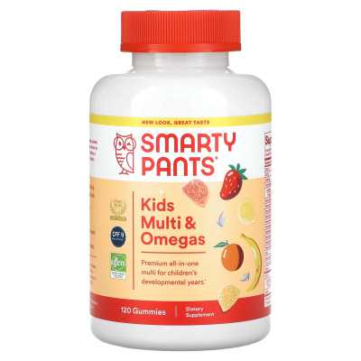 SmartYpants, Kids Multi &amp Omegas, cytryna, pomarańczowy i truskawkowy banan, 120 gumzy