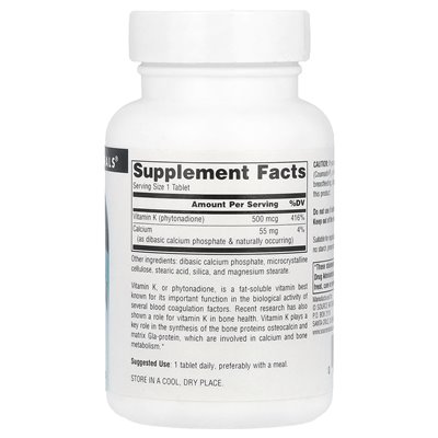 Źródło Naturals, witamina K, 500 mcg, 200 tabletek