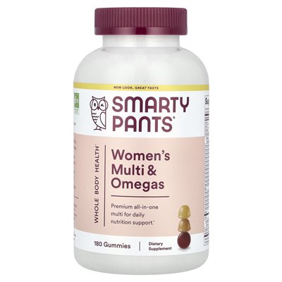 SmartYpants, Damskie Multi &amp Omegas Gummy, Blueberry, Orange and Lemon Creme, 180 Gummies
