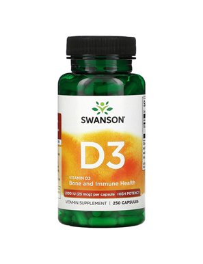 Swanson, Witamina D3, 1,000 IU, 250 Kapsułek Swanson, Witamina D3, 1,000 IU, 250 Kapsułek