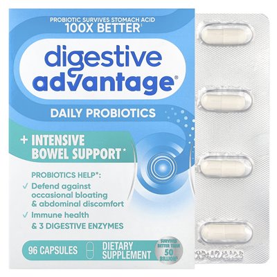 Schiff, Digestive Advantage®, Daily Probiotics + Intensywne wsparcie jelit, 96 kapsułek Schiff, Digestive Advantage®, Daily Probiotics + Intensywne wsparcie jelit, 96 kapsułek