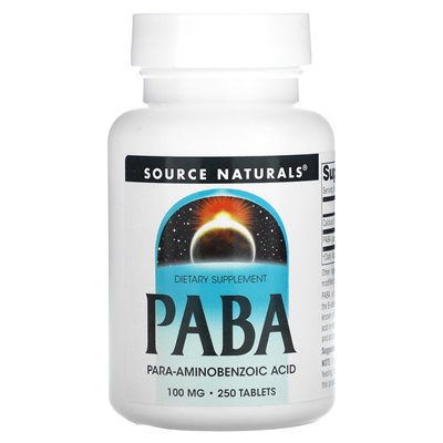 Źródło Naturals, Paba, 100 mg, 250 tabletek Źródło Naturals, Paba, 100 mg, 250 tabletek