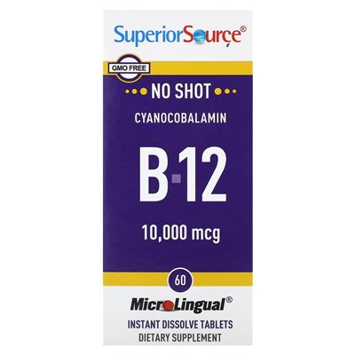 Najwyższe źródło, cyjanokobalamina B-12, 10 000 mcg, 60 mikrolingowych tabletek rozpuszczania instancji Najwyższe źródło, cyjanokobalamina B-12, 10 000 mcg, 60 mikrolingowych tabletek rozpuszczania instancji