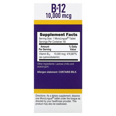Najwyższe źródło, cyjanokobalamina B-12, 10 000 mcg, 60 mikrolingowych tabletek rozpuszczania instancji Najwyższe źródło, cyjanokobalamina B-12, 10 000 mcg, 60 mikrolingowych tabletek rozpuszczania instancji
