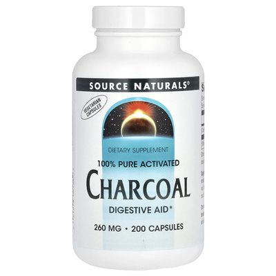 Source Naturals, 100% Czysty Aktywowany Węgiel, 260 mg, 200 Kapsułek Source Naturals, 100% Czysty Aktywowany Węgiel, 260 mg, 200 Kapsułek