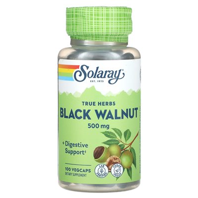 Solaray, Echte Kräuter, Schwarze Walnuss, 500 mg, 100 vegetarische Kapseln