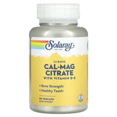 Solaray, Cal-Mag Citrate with Vitamin D-2, 90 Vegcaps