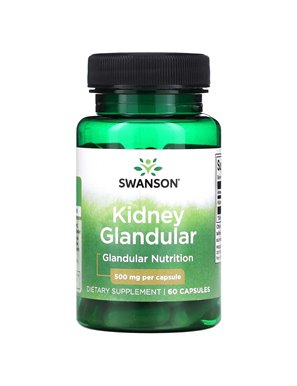 Swanson, Gruczoły Nerek, 500 mg, 60 Kapsułek