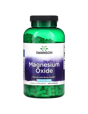 Swanson, Magnesiumoxid, 200 mg, 500 Kapseln Swanson, Magnesiumoxid, 200 mg, 500 Kapseln