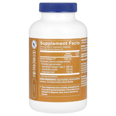 Witaminy Shoppe, biocell Collagen II z kwasem hialuronowym, 180 kapsułek warzywnych