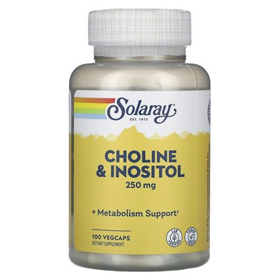 Solaray, choline i inozytol, 250 mg, 100 Vegcaps