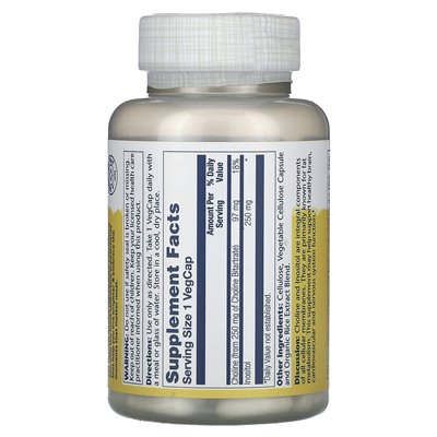 Solaray, choline i inozytol, 250 mg, 100 Vegcaps