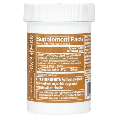 The Vitamin Shoppe, Ultimate 10+ probiotyki, 20 miliardów CFU, 30 kapsułek warzywnych
