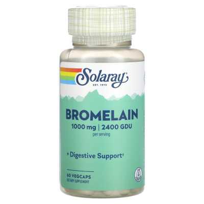 Solaray, Bromelain, 1000 mg, 60 Vegcaps (500 mg, 1200 GDU na kapsułkę)