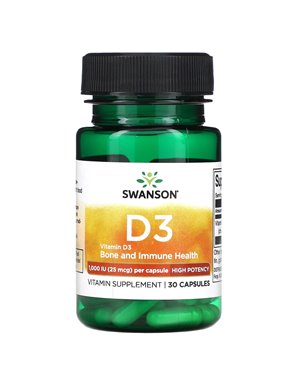 Swanson, Vitamin D3, High Quality, 1000 IU (25 mcg), 30 Capsules Swanson, Vitamin D3, High Quality, 1000 IU (25 mcg), 30 Capsules