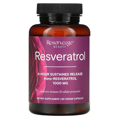 Reserveage Beauty, Resveratrol, Trans-Resveratrol, 1000 mg, 60 Veg Capsules (500 mg per capsule)
