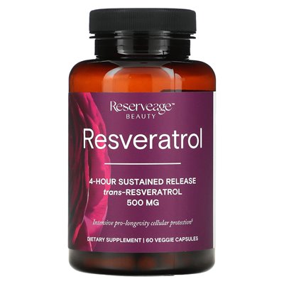 Reservage Beauty, Resveratrol, Trans-Resveratrol, 500 mg, 60 Gemüsekapseln