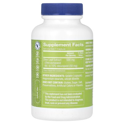 Witaminy Shoppe, ekstrakt z liści oliwek, 500 mg, 100 kapsułek