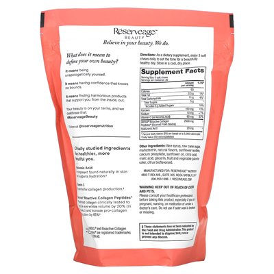 Reservage Beauty, kolagen uzupełniają żucie, mieszane owoce, 60 miękkich żuć Reservage Beauty, kolagen uzupełniają żucie, mieszane owoce, 60 miękkich żuć