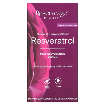 Reservage Beauty, Resveratrol, Trans-resveratrol, 250 mg, 120 veg capsules Reservage Beauty, Resveratrol, Trans-resveratrol, 250 mg, 120 veg capsules