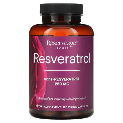 Reservage Beauty, Resveratrol, Trans-resveratrol, 250 mg, 120 veg capsules Reservage Beauty, Resveratrol, Trans-resveratrol, 250 mg, 120 veg capsules