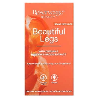 Reservage Beauty, piękne nogi z ekstraktem z miotły Diosmin i Butcher, 30 kapsułek wegetariańskich Reservage Beauty, piękne nogi z ekstraktem z miotły Diosmin i Butcher, 30 kapsułek wegetariańskich