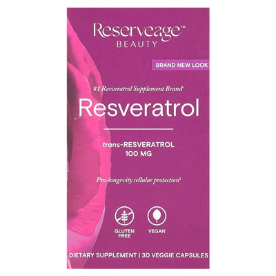 Reservage Beauty, resweratrol, 100 mg, 30 kapsułek wegetariańskich