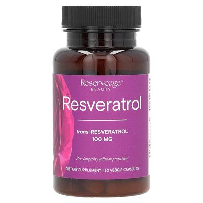 Reservage Beauty, resweratrol, 100 mg, 30 kapsułek wegetariańskich