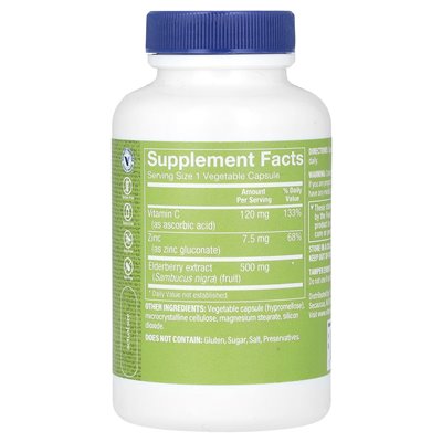 Witaminy Shoppe, Elderberberry Plus witamina C &amp cynk, 90 kapsułek warzywnych