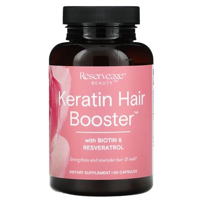 Reserveage Beauty, Keratin Hair Booster with Biotin and Resveratrol, 60 Capsules