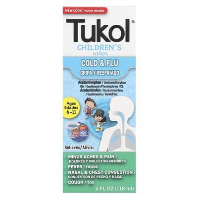 Tukol, Dziecięcy, Cold &amp Flu, w wieku 6-11, jagody, 4 fl oz (118 ml)