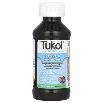 Tukol, Dziecięcy, Cold &amp Flu, w wieku 6-11, jagody, 4 fl oz (118 ml)