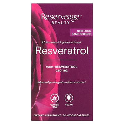 Reservage Beauty, resweratrol, 250 mg, 30 kapsułek wegetariańskich
