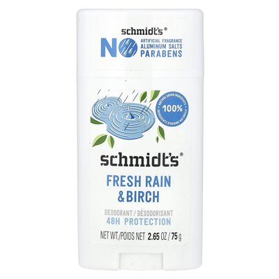 Schmidt's, Naturalny Dezodorant, Świeży Deszcz & Brzoza, 2.65 uncji (75 g) Schmidt's, Naturalny Dezodorant, Świeży Deszcz & Brzoza, 2.65 uncji (75 g)