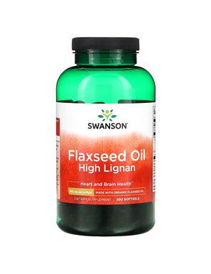 Swanson, Olej z Lnianki Wysokolignanowy, 980 mg, 200 Softgele