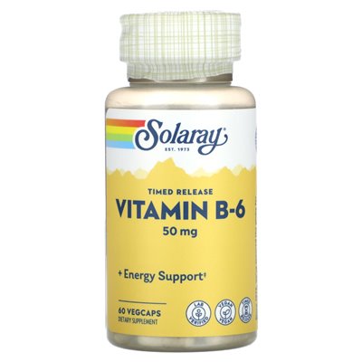 Solaray, Timed Release, Vitamin B-6, 50 mg , 60 VegCaps Solaray, Timed Release, Vitamin B-6, 50 mg , 60 VegCaps