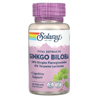 Solaray, istotne ekstrakty, Ginkgo Biloba, 60 Vegcaps