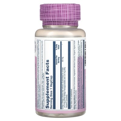 Solaray, istotne ekstrakty, Ginkgo Biloba, 60 Vegcaps